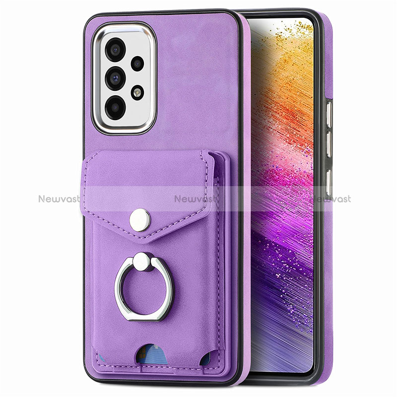 Soft Silicone Gel Leather Snap On Case Cover SD4 for Samsung Galaxy A73 5G Purple