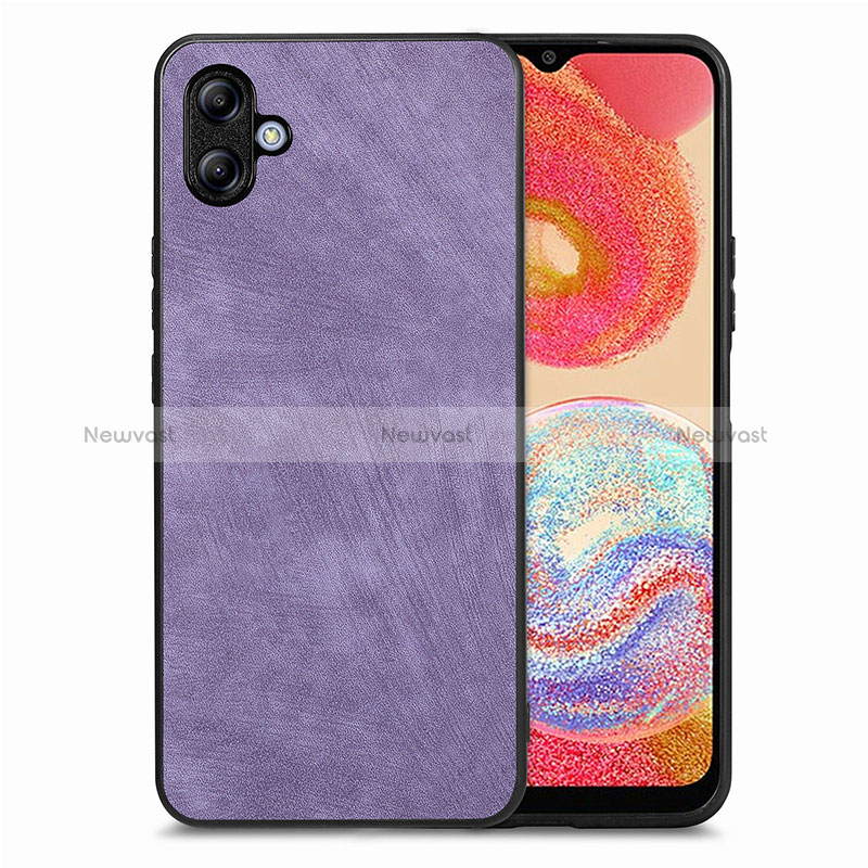 Soft Silicone Gel Leather Snap On Case Cover SD4 for Samsung Galaxy M04 Purple