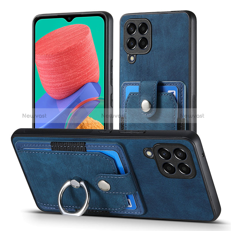 Soft Silicone Gel Leather Snap On Case Cover SD4 for Samsung Galaxy M33 5G Blue