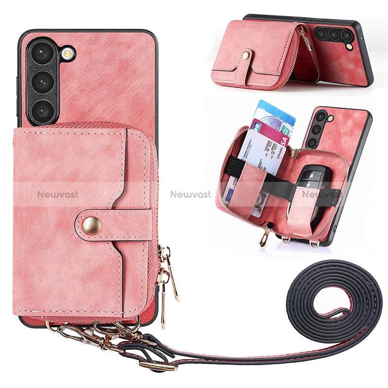 Soft Silicone Gel Leather Snap On Case Cover SD4 for Samsung Galaxy S22 5G Pink