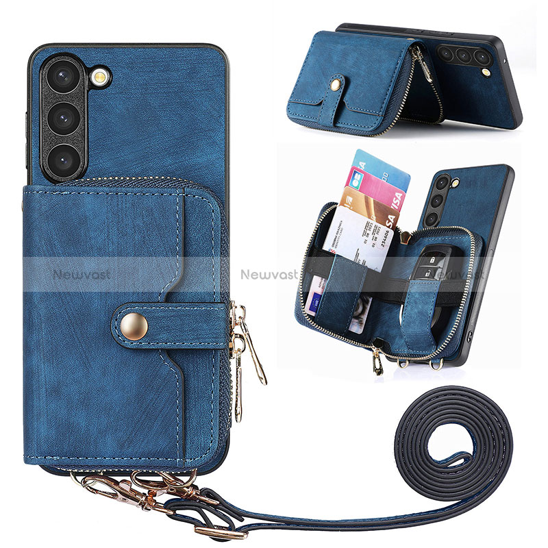 Soft Silicone Gel Leather Snap On Case Cover SD4 for Samsung Galaxy S22 Plus 5G Blue