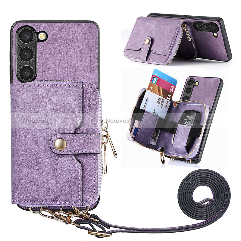 Soft Silicone Gel Leather Snap On Case Cover SD4 for Samsung Galaxy S23 Plus 5G Clove Purple