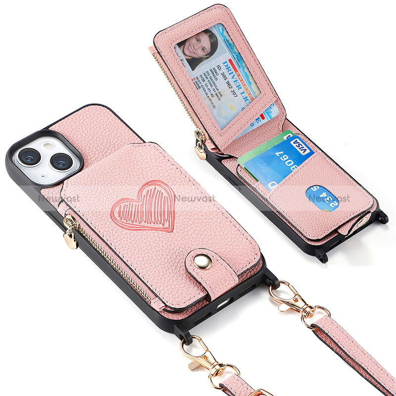 Soft Silicone Gel Leather Snap On Case Cover SD5 for Apple iPhone 14 Plus Pink