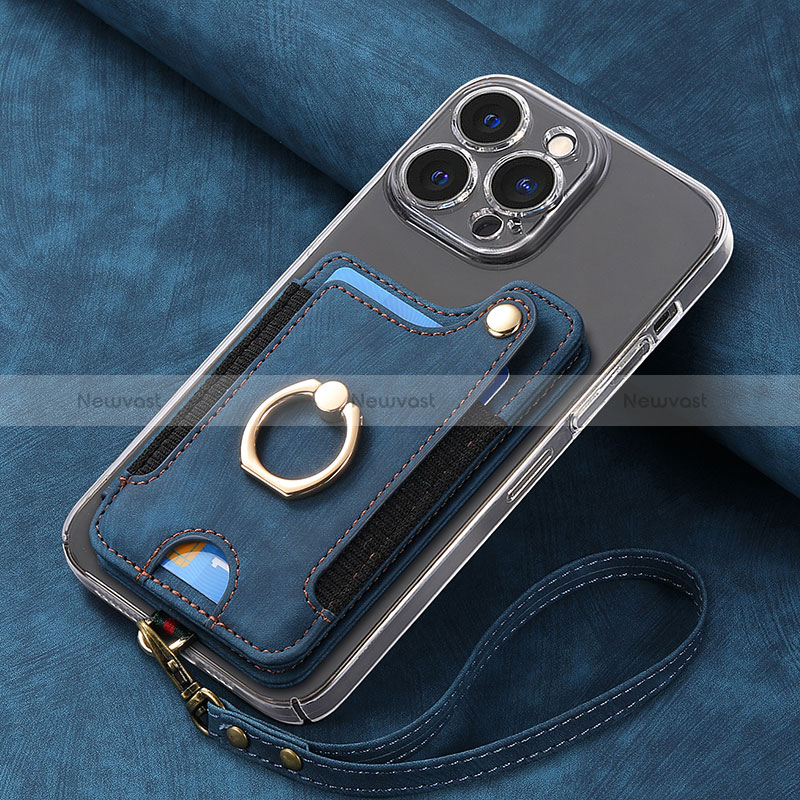 Soft Silicone Gel Leather Snap On Case Cover SD5 for Apple iPhone 14 Pro Blue