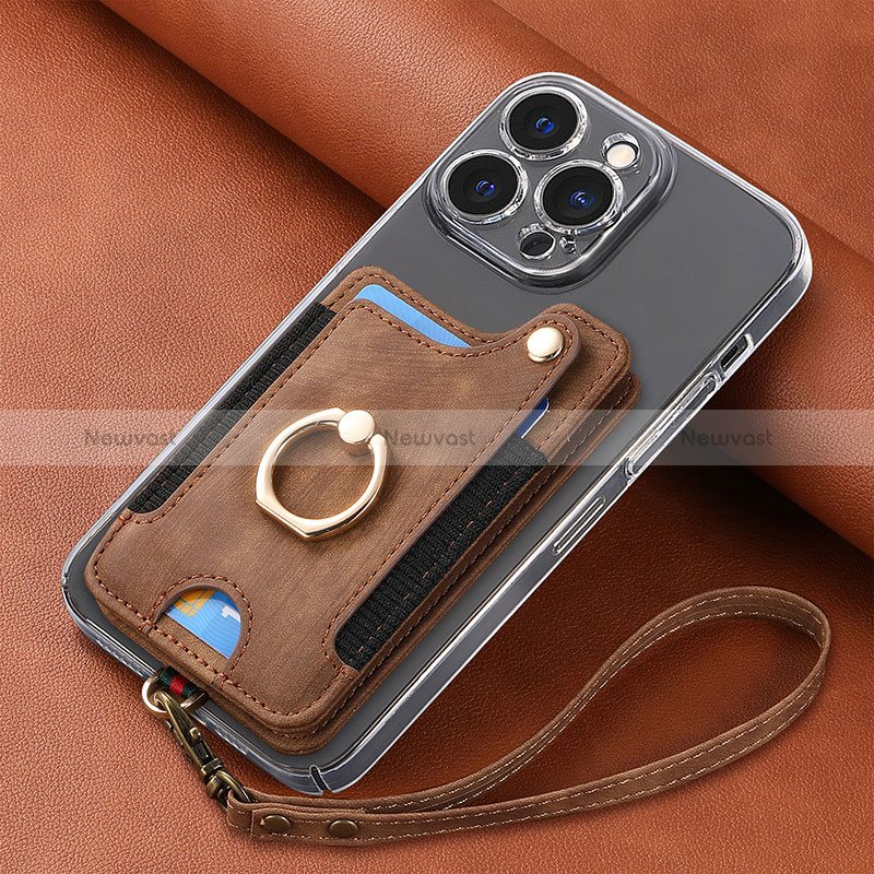 Soft Silicone Gel Leather Snap On Case Cover SD5 for Apple iPhone 15 Pro Brown