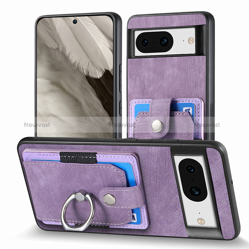 Soft Silicone Gel Leather Snap On Case Cover SD5 for Google Pixel 8 5G Purple