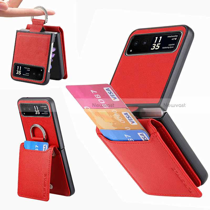 Soft Silicone Gel Leather Snap On Case Cover SD5 for Motorola Moto Razr 40 5G Red