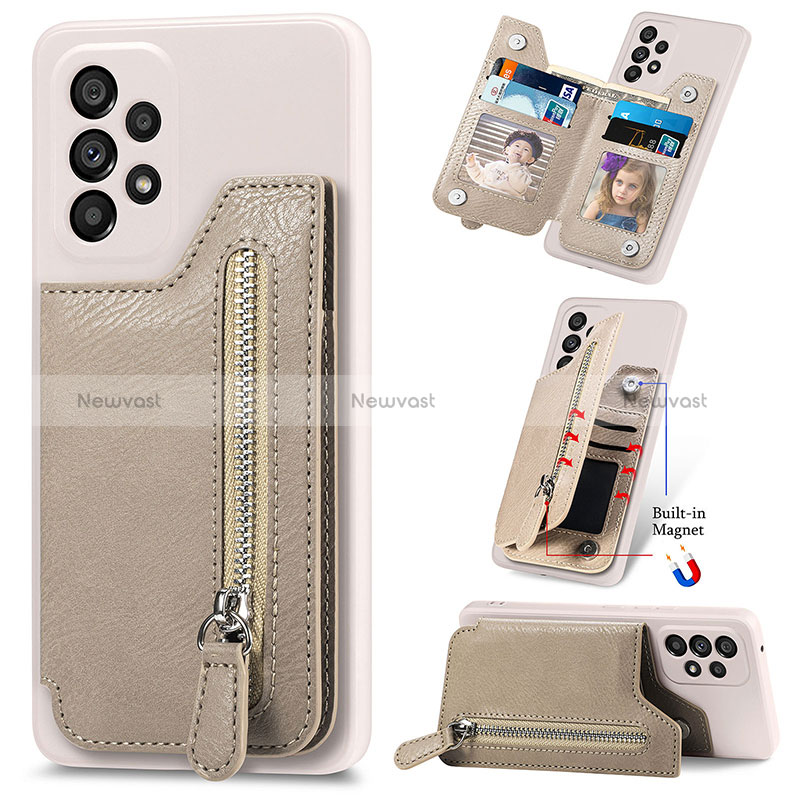 Soft Silicone Gel Leather Snap On Case Cover SD5 for Samsung Galaxy A23 4G Khaki