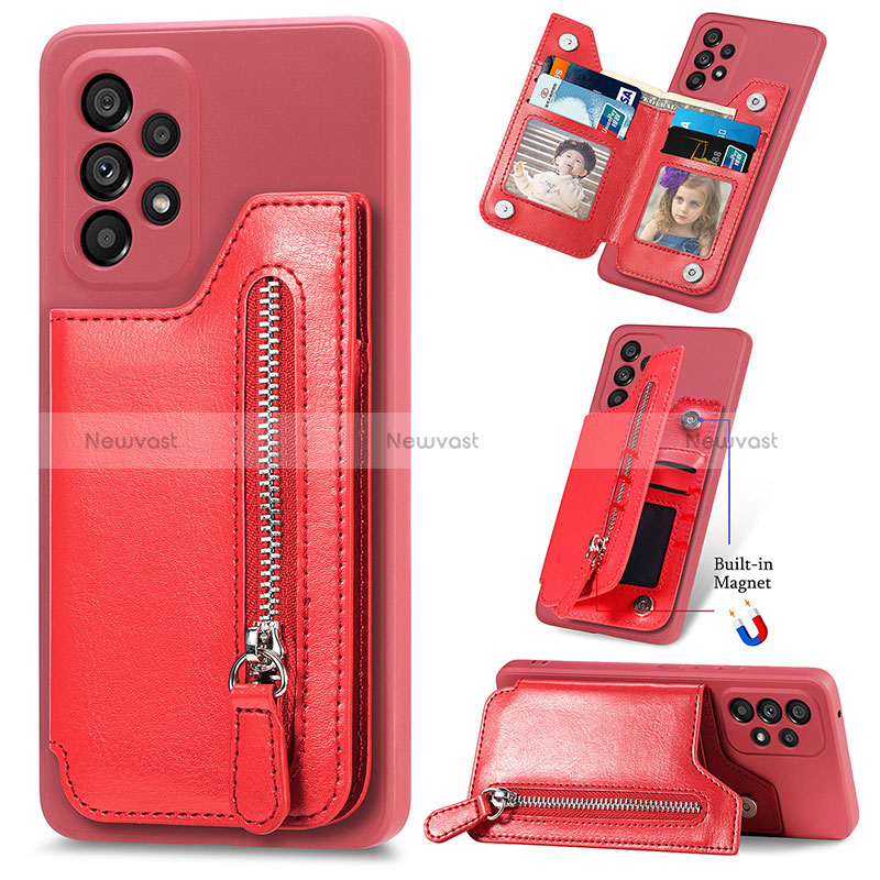 Soft Silicone Gel Leather Snap On Case Cover SD5 for Samsung Galaxy A23 4G Red