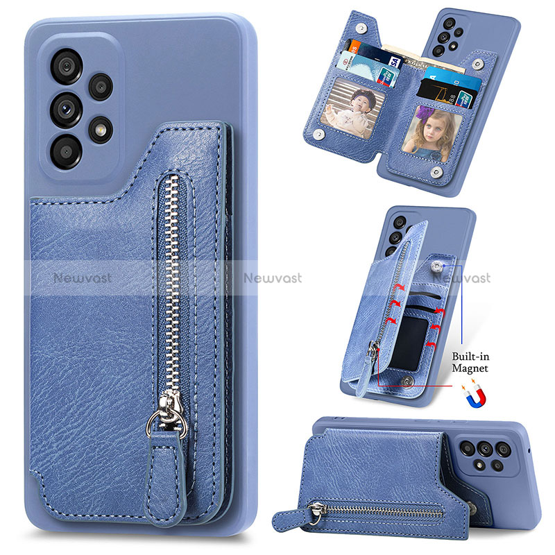 Soft Silicone Gel Leather Snap On Case Cover SD5 for Samsung Galaxy A23 5G Blue