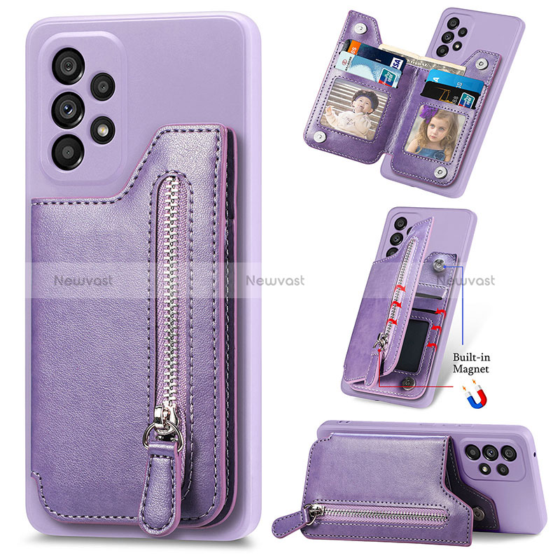 Soft Silicone Gel Leather Snap On Case Cover SD5 for Samsung Galaxy A23 5G Purple