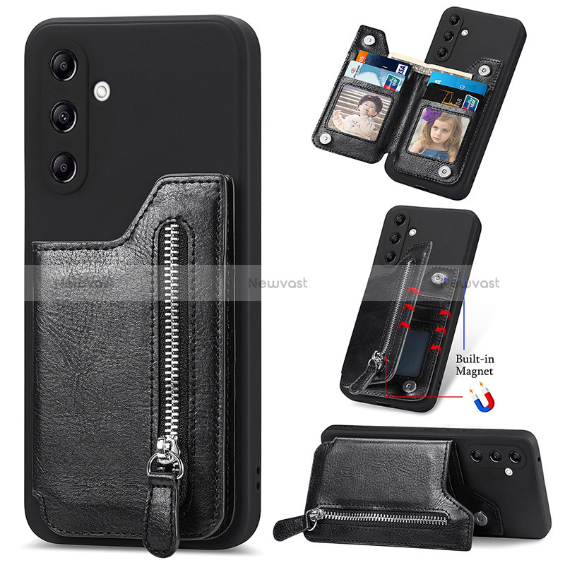 Soft Silicone Gel Leather Snap On Case Cover SD5 for Samsung Galaxy A34 5G Black