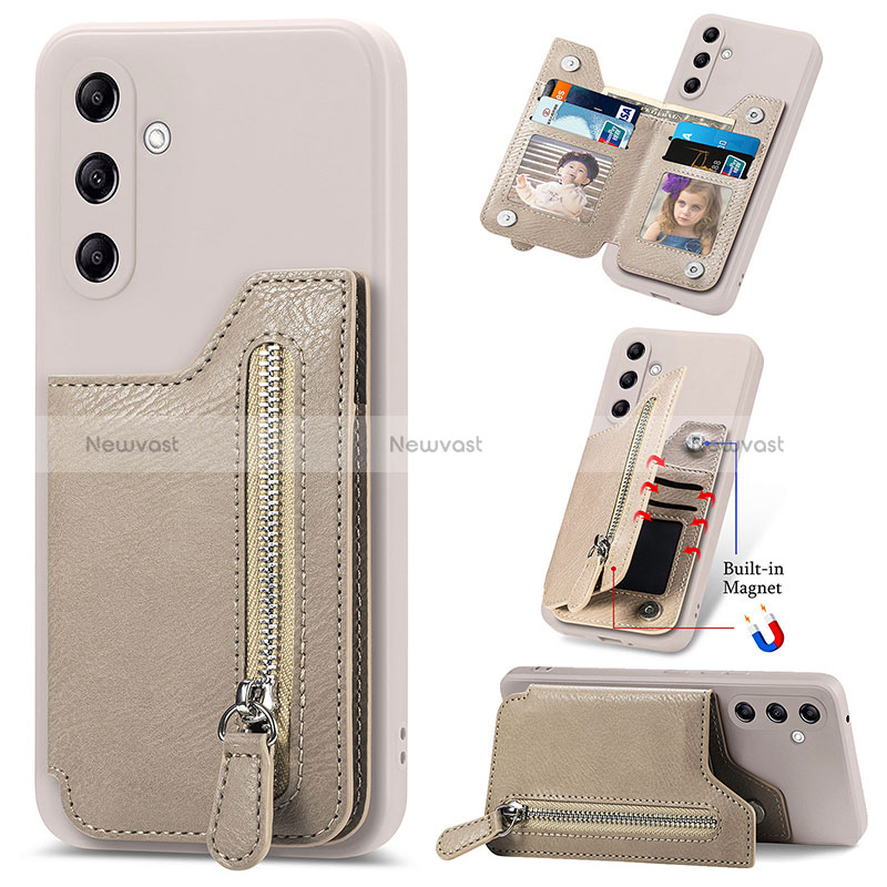 Soft Silicone Gel Leather Snap On Case Cover SD5 for Samsung Galaxy A34 5G Khaki