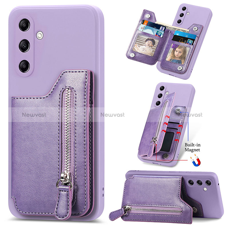 Soft Silicone Gel Leather Snap On Case Cover SD5 for Samsung Galaxy A34 5G Purple