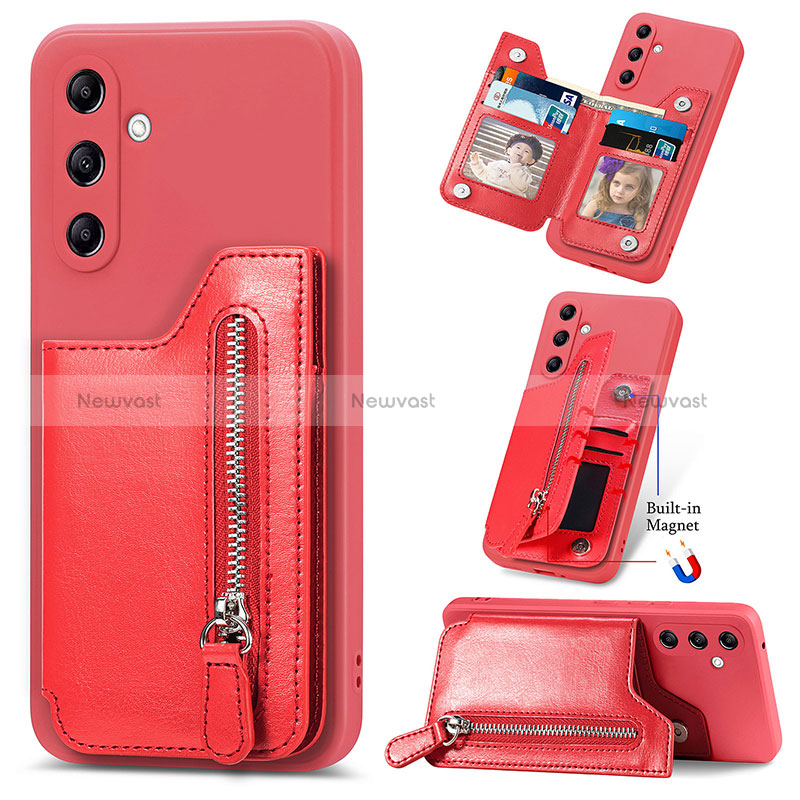 Soft Silicone Gel Leather Snap On Case Cover SD5 for Samsung Galaxy A34 5G Red