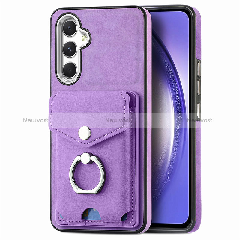 Soft Silicone Gel Leather Snap On Case Cover SD5 for Samsung Galaxy A54 5G Clove Purple