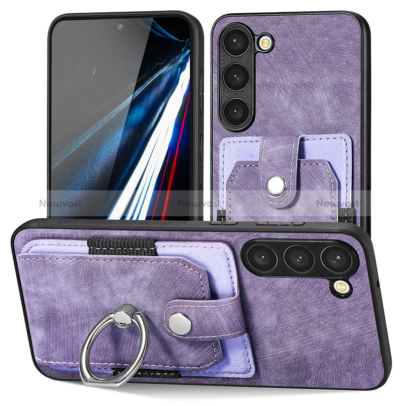 Soft Silicone Gel Leather Snap On Case Cover SD5 for Samsung Galaxy S22 5G Clove Purple