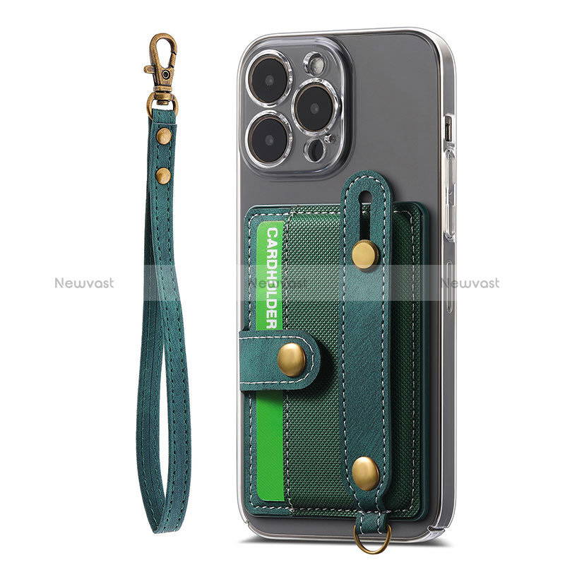 Soft Silicone Gel Leather Snap On Case Cover SD6 for Apple iPhone 15 Pro Max Green