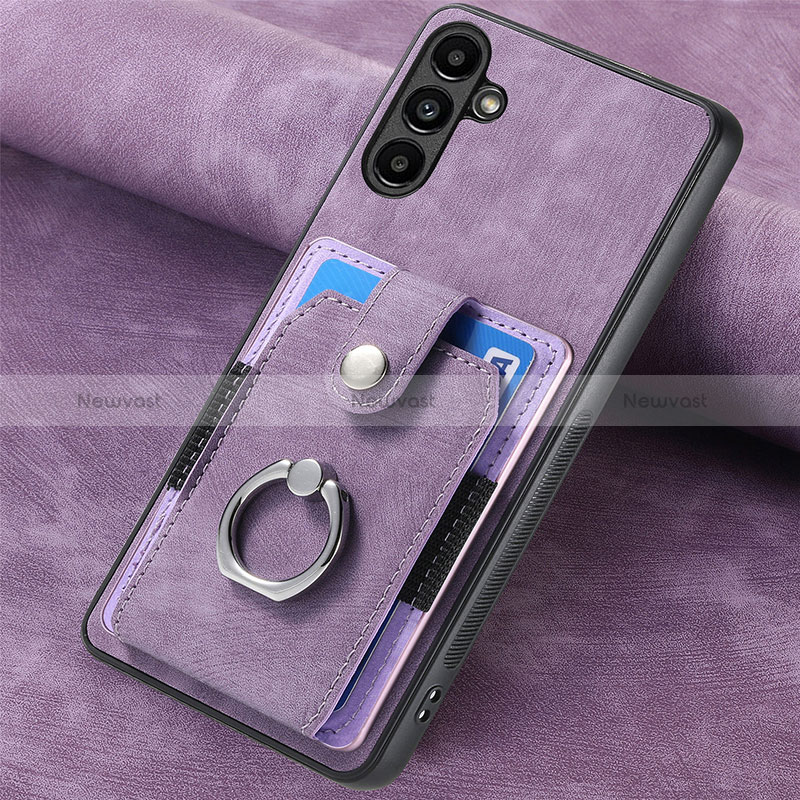 Soft Silicone Gel Leather Snap On Case Cover SD6 for Samsung Galaxy A34 5G Clove Purple