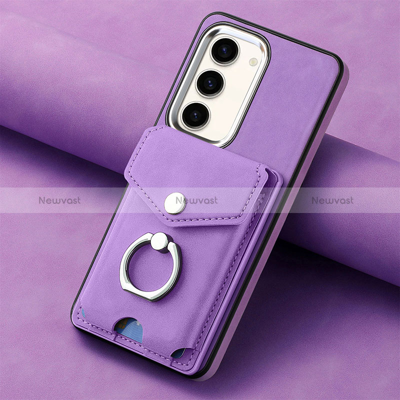 Soft Silicone Gel Leather Snap On Case Cover SD6 for Samsung Galaxy S22 5G Clove Purple