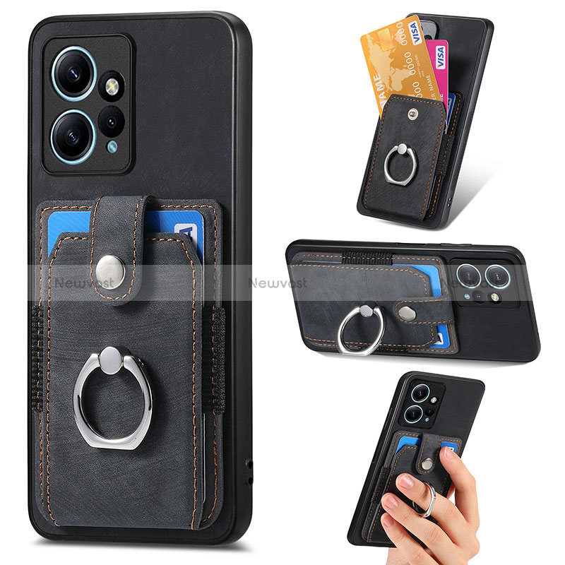 Soft Silicone Gel Leather Snap On Case Cover SD6 for Xiaomi Redmi Note 12 4G Black