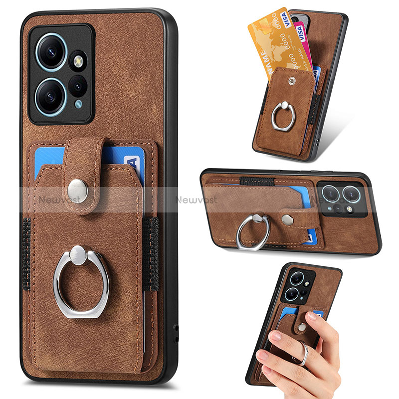 Soft Silicone Gel Leather Snap On Case Cover SD6 for Xiaomi Redmi Note 12 4G Brown