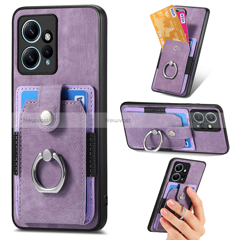 Soft Silicone Gel Leather Snap On Case Cover SD6 for Xiaomi Redmi Note 12 4G Clove Purple