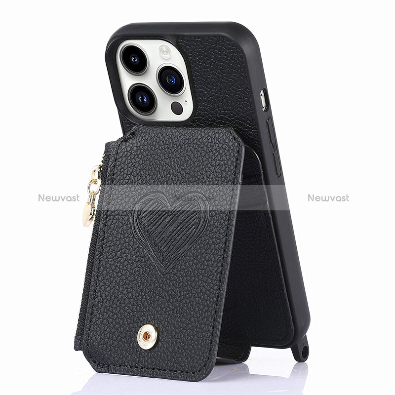 Soft Silicone Gel Leather Snap On Case Cover SD7 for Apple iPhone 13 Pro Black