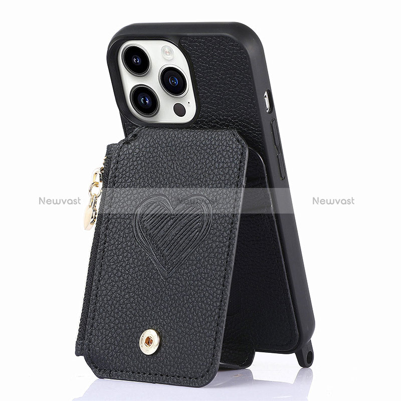 Soft Silicone Gel Leather Snap On Case Cover SD7 for Apple iPhone 13 Pro Max Black