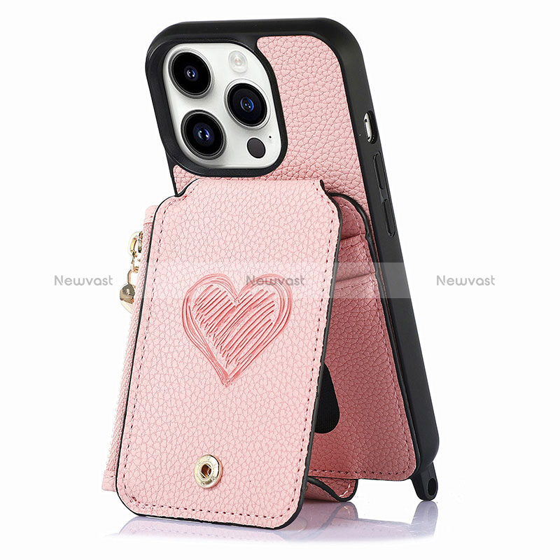Soft Silicone Gel Leather Snap On Case Cover SD7 for Apple iPhone 13 Pro Pink
