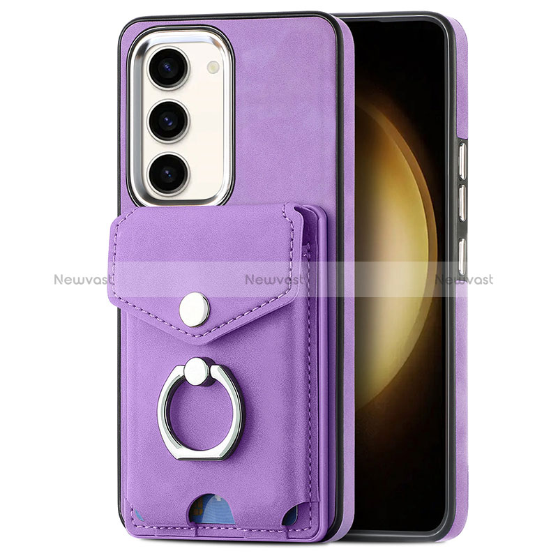 Soft Silicone Gel Leather Snap On Case Cover SD7 for Samsung Galaxy S22 5G Clove Purple