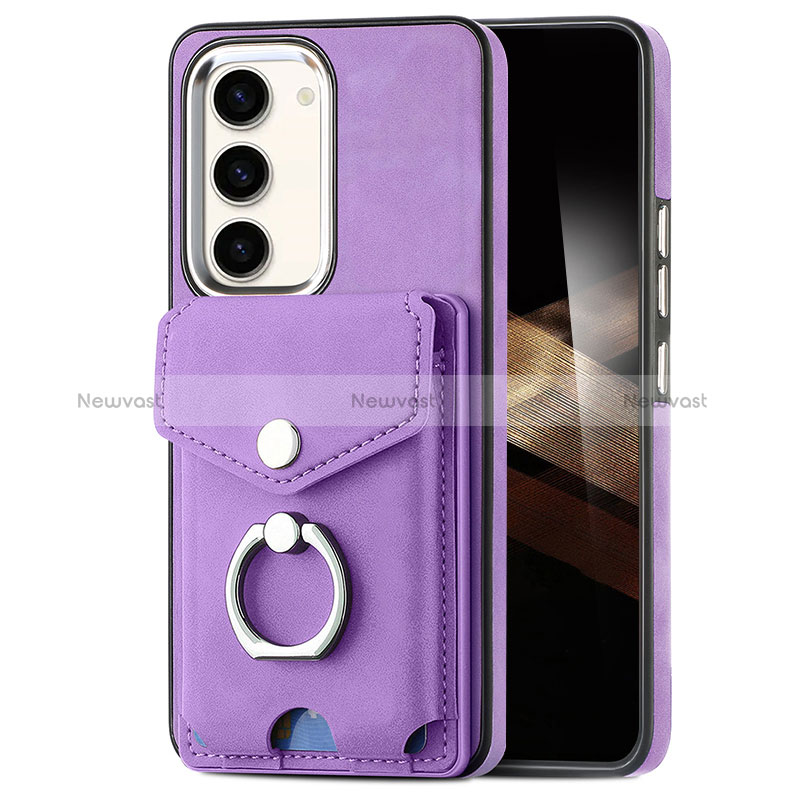 Soft Silicone Gel Leather Snap On Case Cover SD7 for Samsung Galaxy S24 5G Clove Purple