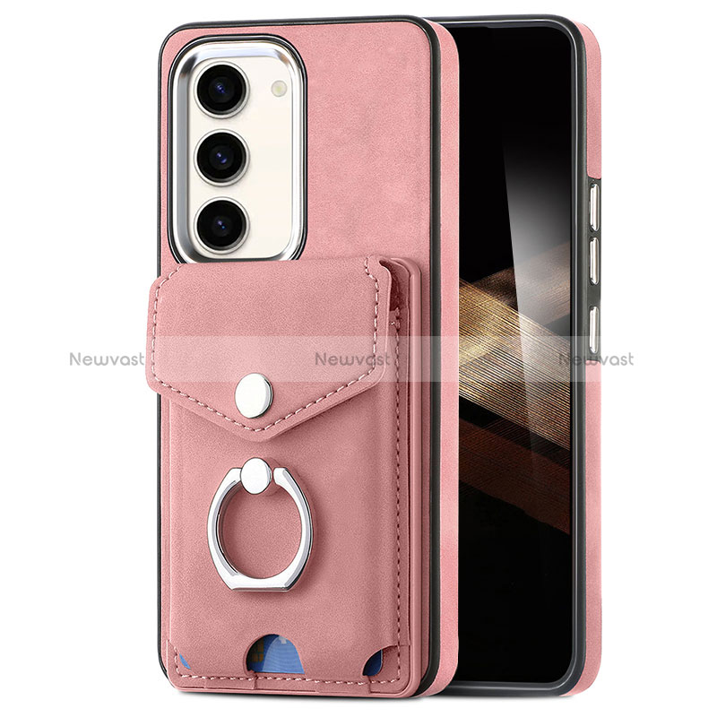 Soft Silicone Gel Leather Snap On Case Cover SD7 for Samsung Galaxy S24 Plus 5G Pink