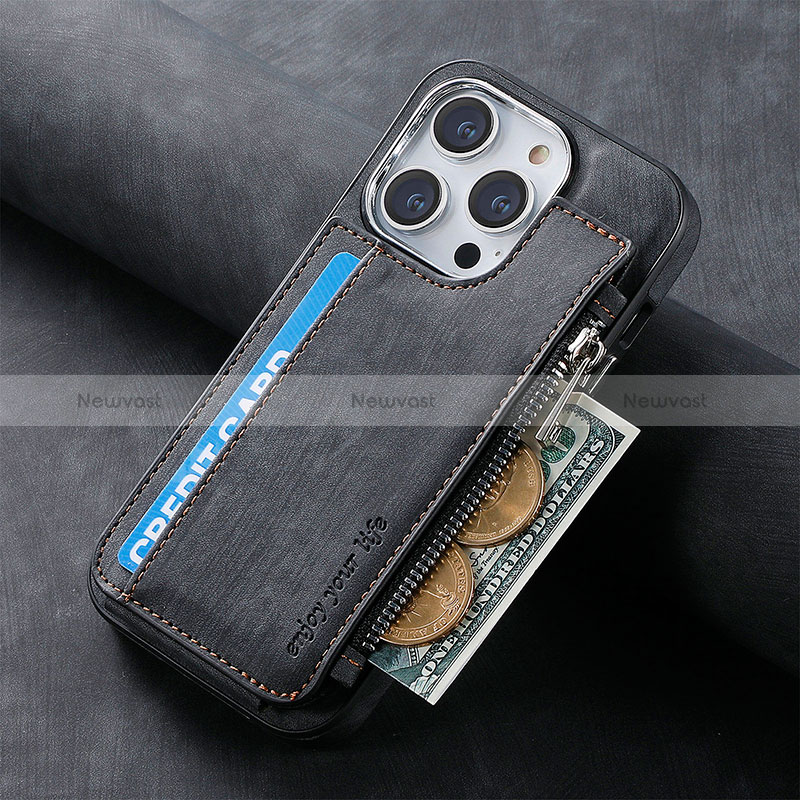 Soft Silicone Gel Leather Snap On Case Cover SD8 for Apple iPhone 13 Pro Max Black