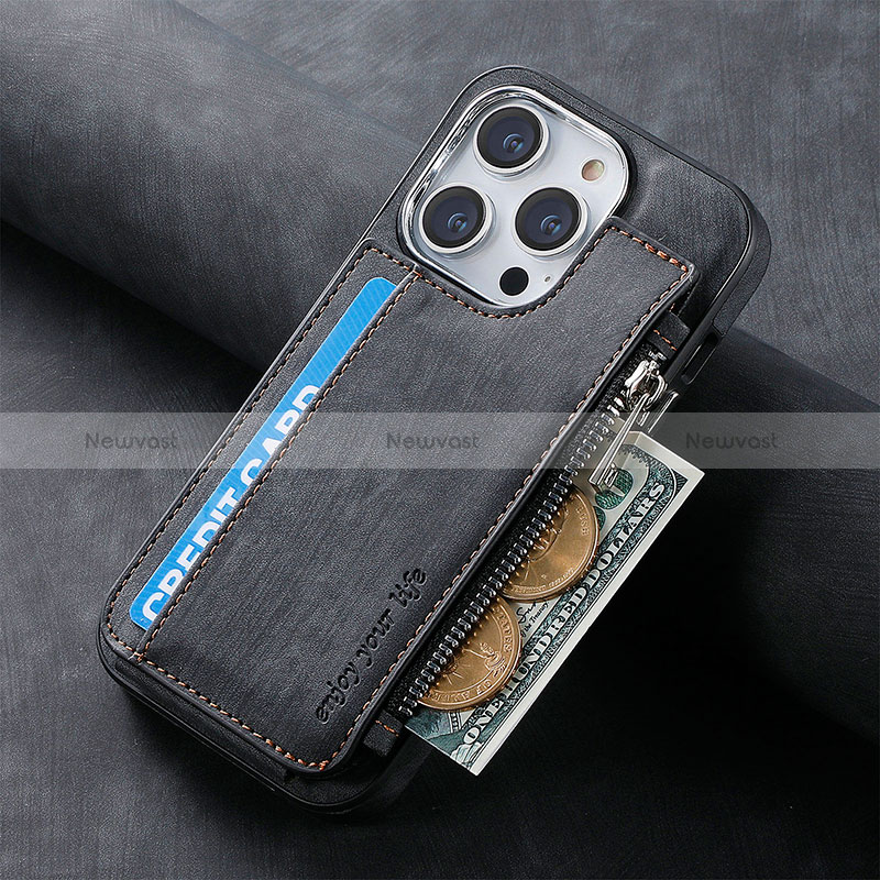 Soft Silicone Gel Leather Snap On Case Cover SD8 for Apple iPhone 14 Pro Max Black