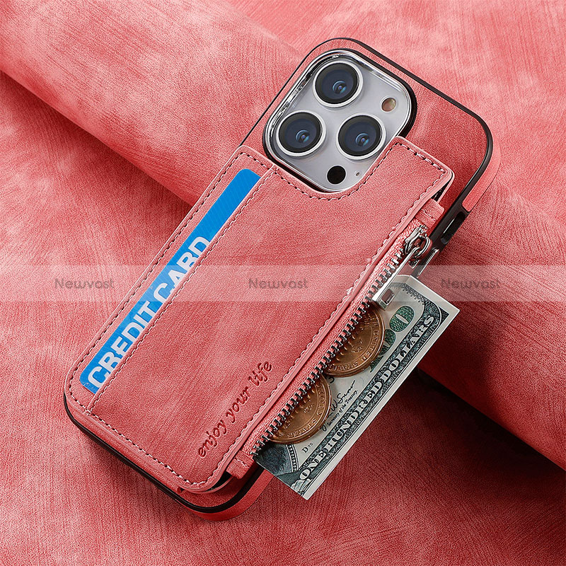 Soft Silicone Gel Leather Snap On Case Cover SD8 for Apple iPhone 14 Pro Pink