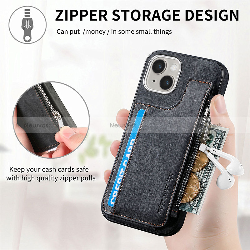 Soft Silicone Gel Leather Snap On Case Cover SD8 for Apple iPhone 15 Plus