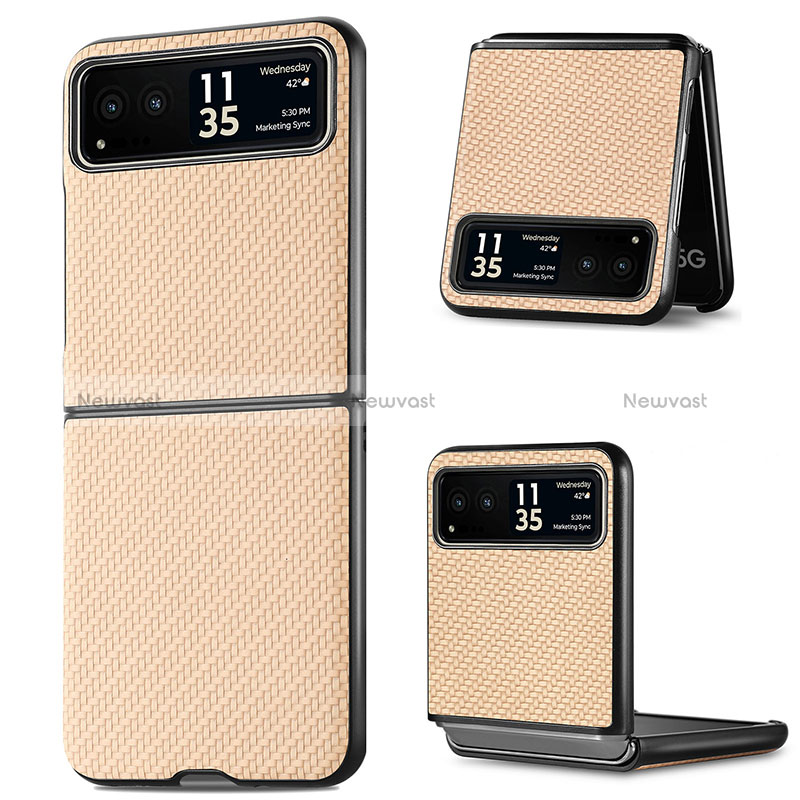 Soft Silicone Gel Leather Snap On Case Cover SD8 for Motorola Moto Razr 40 5G Gold