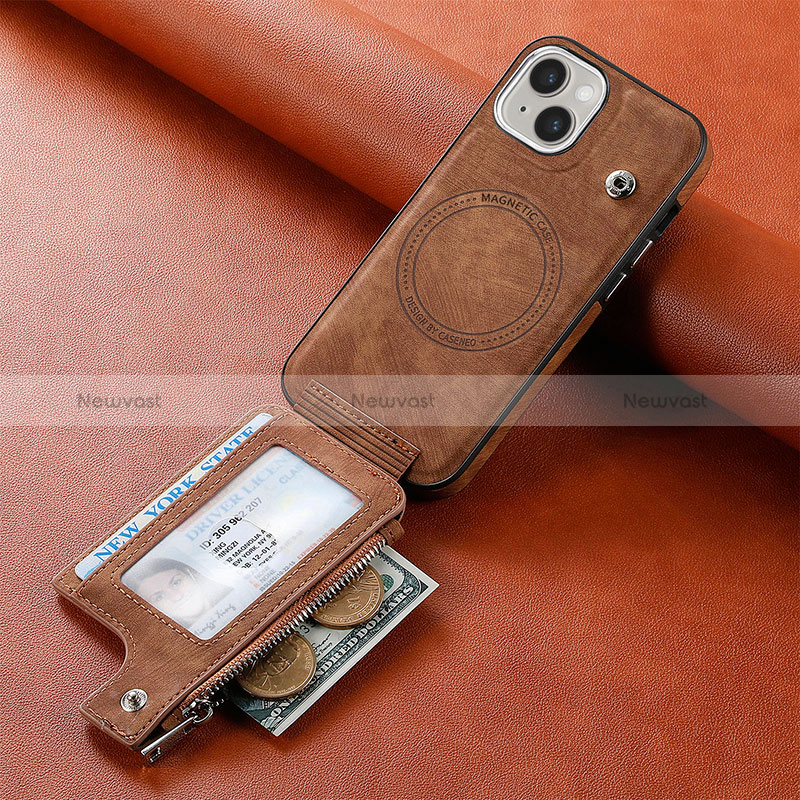 Soft Silicone Gel Leather Snap On Case Cover SD9 for Apple iPhone 13 Brown