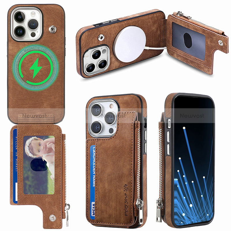 Soft Silicone Gel Leather Snap On Case Cover SD9 for Apple iPhone 15 Pro Max Brown