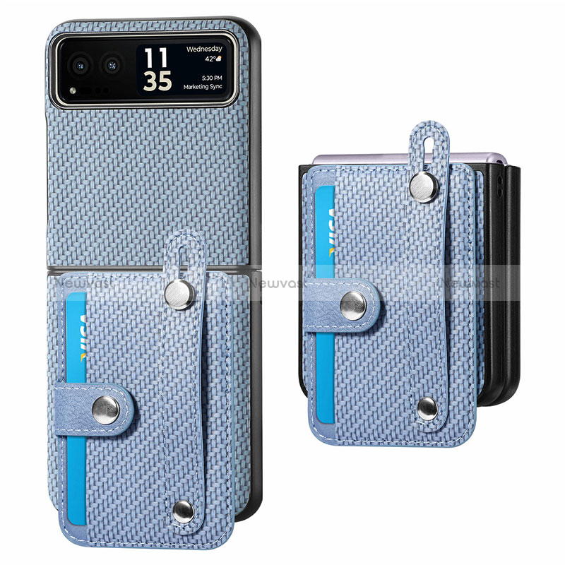 Soft Silicone Gel Leather Snap On Case Cover SD9 for Motorola Moto Razr 40 5G Blue