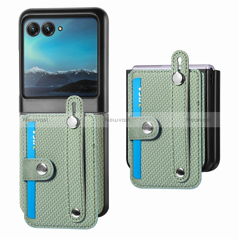 Soft Silicone Gel Leather Snap On Case Cover SD9 for Motorola Moto Razr 40 Ultra 5G Green