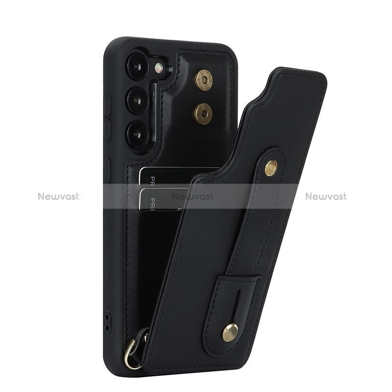 Soft Silicone Gel Leather Snap On Case Cover SY1 for Samsung Galaxy S22 Plus 5G Black