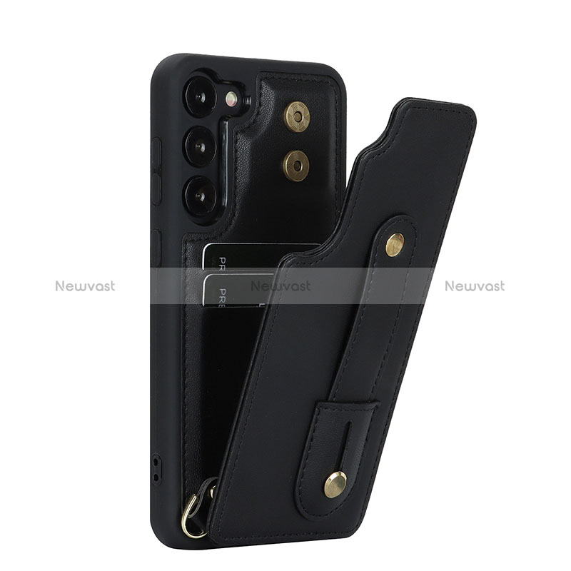 Soft Silicone Gel Leather Snap On Case Cover SY1 for Samsung Galaxy S23 Plus 5G Black