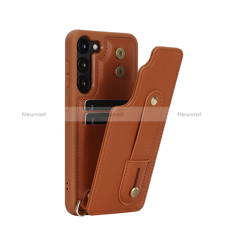 Soft Silicone Gel Leather Snap On Case Cover SY1 for Samsung Galaxy S24 Plus 5G Brown