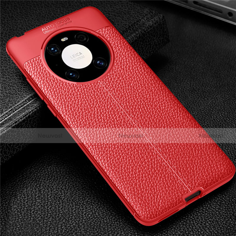 Soft Silicone Gel Leather Snap On Case Cover U01 for Huawei Mate 40 Pro Red