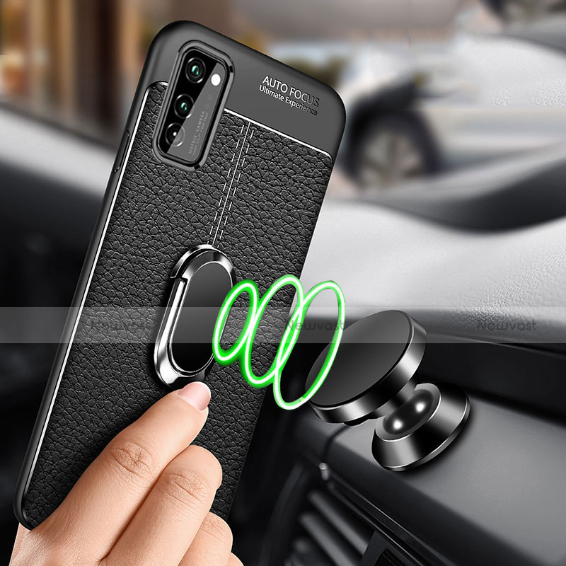 Soft Silicone Gel Leather Snap On Case Cover with Magnetic Finger Ring Stand for Huawei Honor View 30 Pro 5G