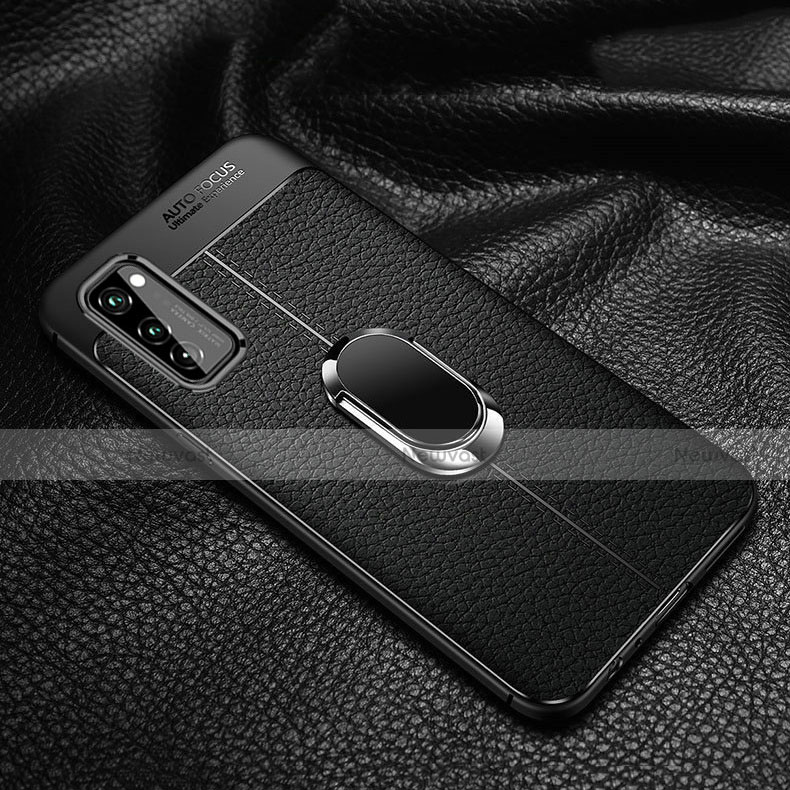 Soft Silicone Gel Leather Snap On Case Cover with Magnetic Finger Ring Stand for Huawei Honor View 30 Pro 5G