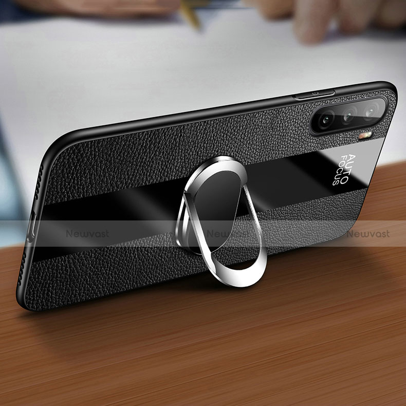 Soft Silicone Gel Leather Snap On Case Cover with Magnetic Finger Ring Stand for Huawei Mate 40 Lite 5G