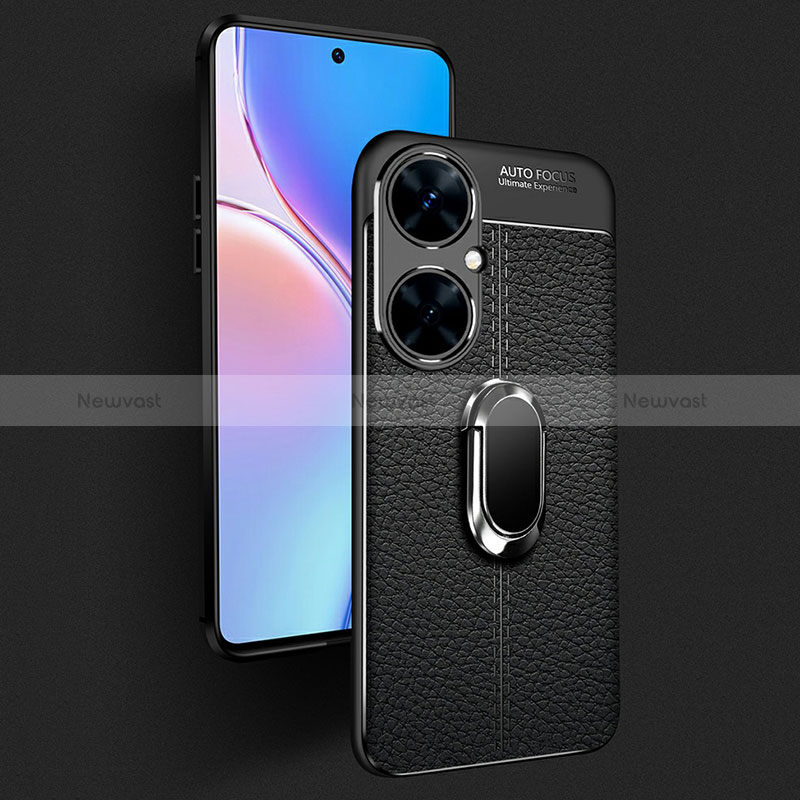 Soft Silicone Gel Leather Snap On Case Cover with Magnetic Finger Ring Stand for Huawei Nova 11i